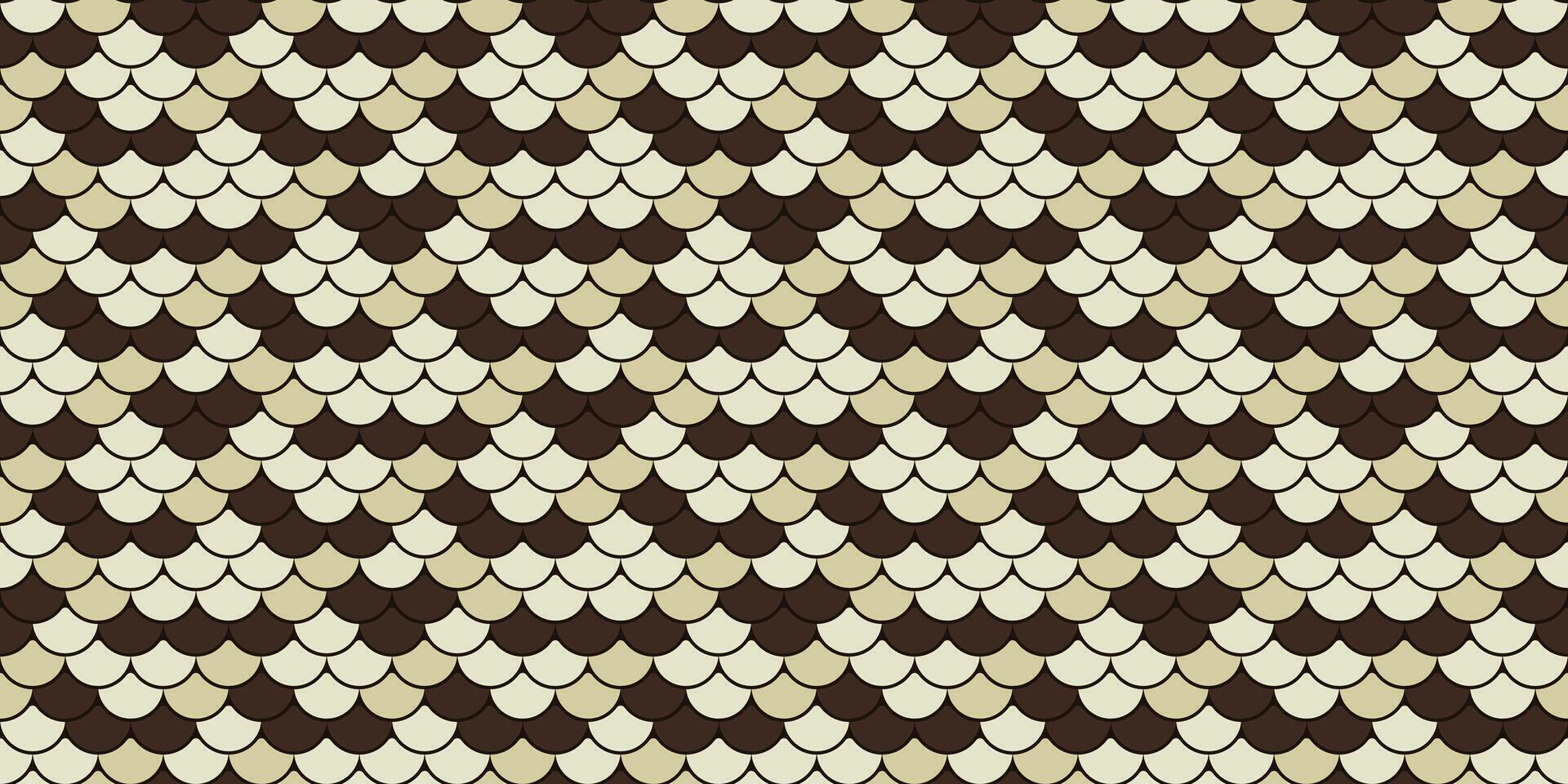 Elegant seamless pattern of overlapping scales in beige and brown. Ideal for textile design, website backgrounds, or any project needing a sophisticated, textured aesthetic. vector
