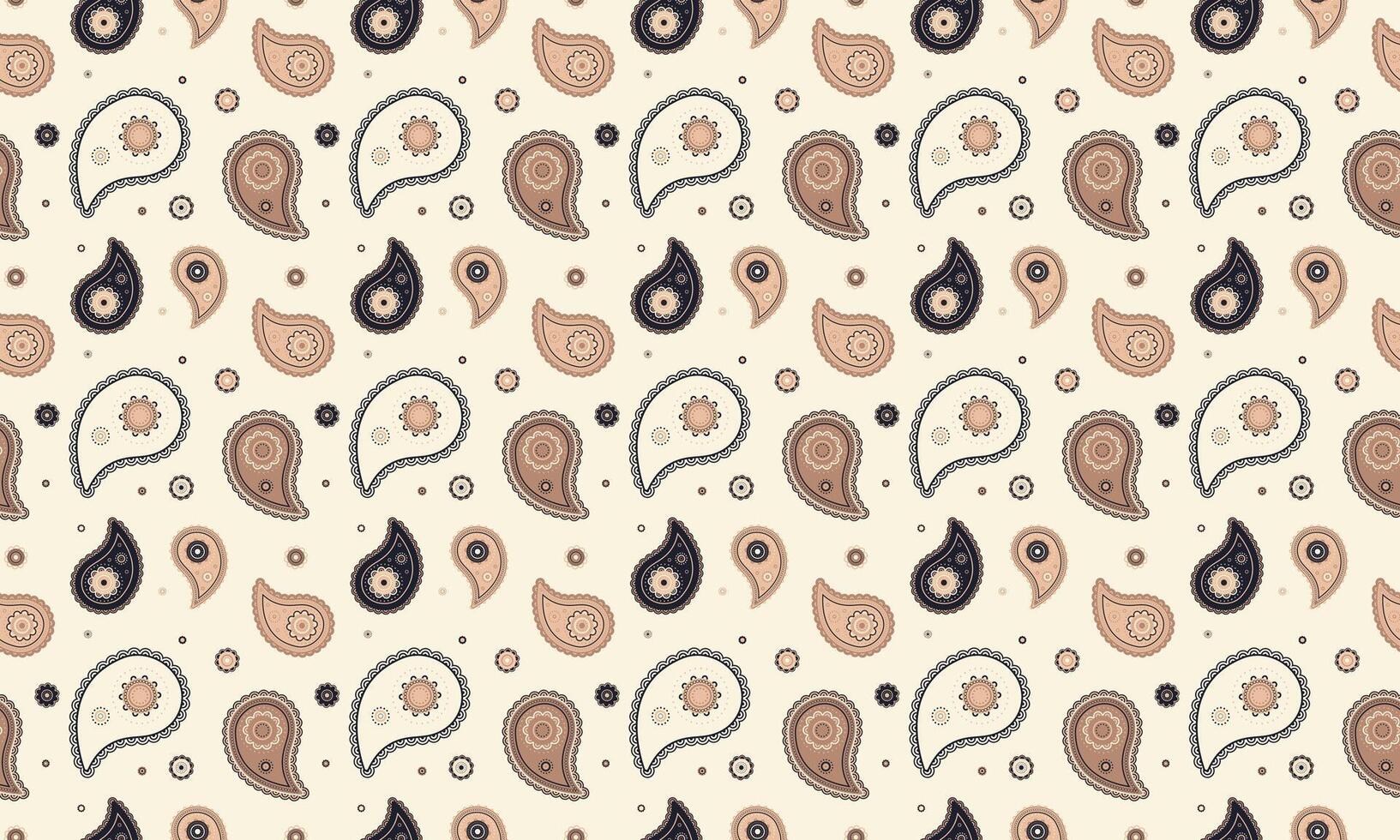 A pattern with black and brown paisley designs vector