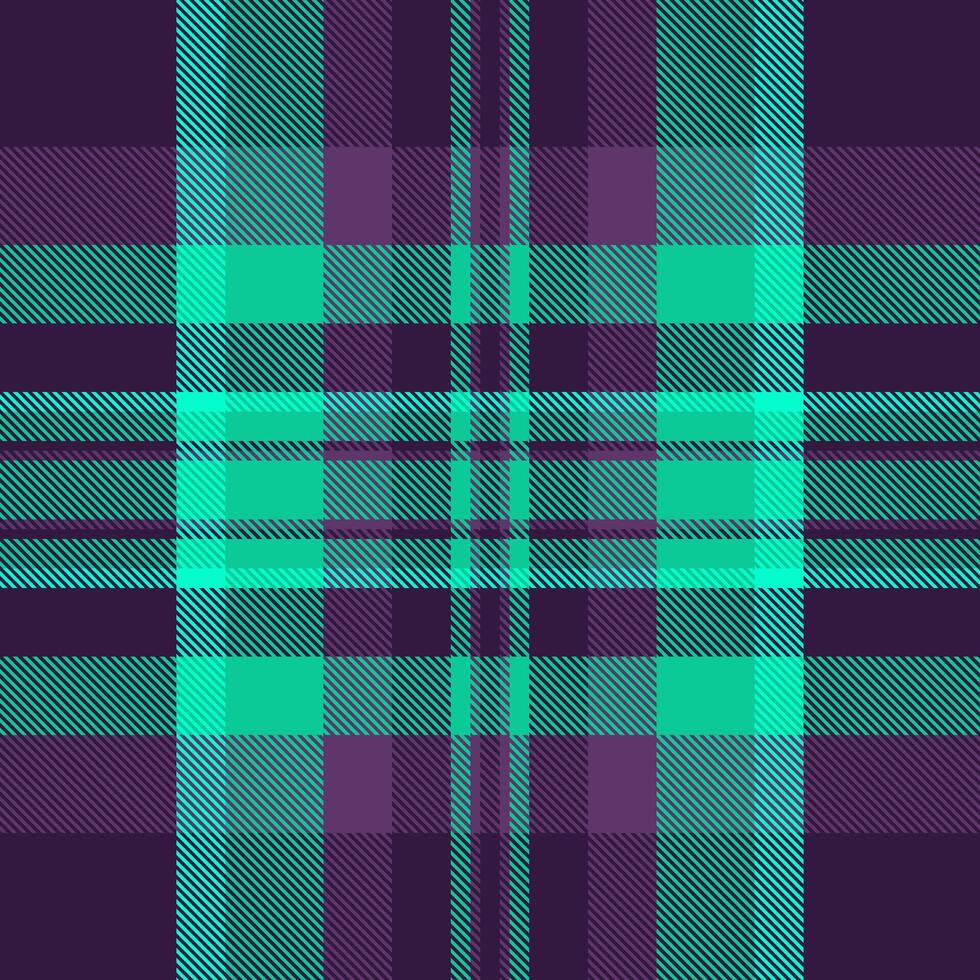 American seamless check plaid, primary fabric pattern . Cotton tartan texture background textile in dark and teal colors. vector