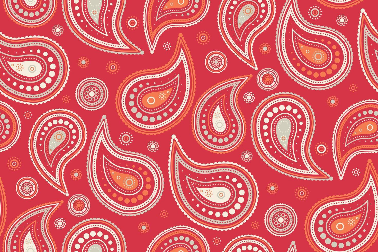 A red and orange paisley pattern with white dots vector