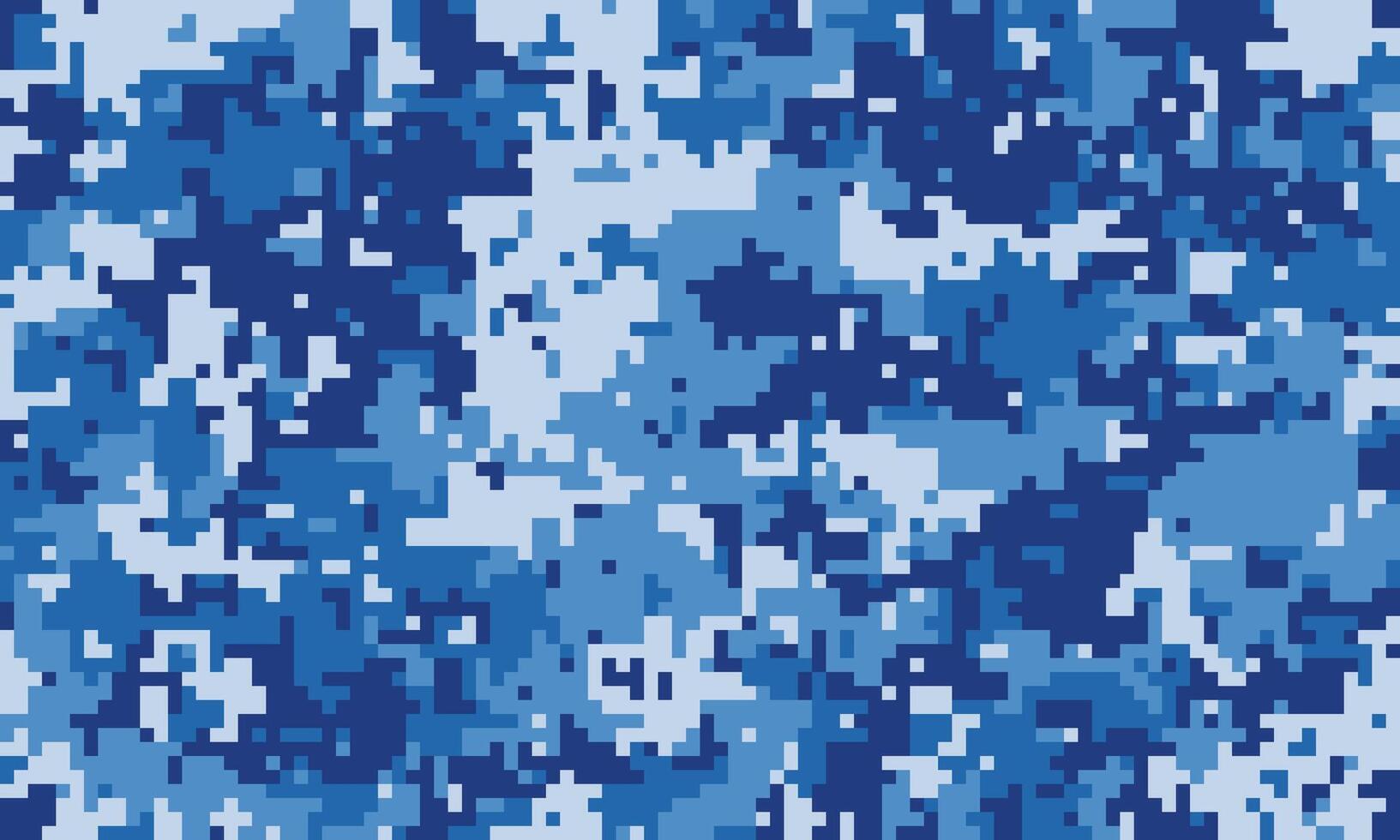 Abstract digital camouflage pattern in shades of blue. Perfect for backgrounds, textiles, or web design, evoking themes of concealment, mystery, and technology. vector