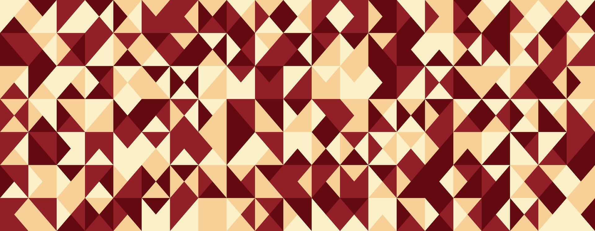 Abstract geometric background featuring a captivating interplay of burgundy and beige triangles. vector