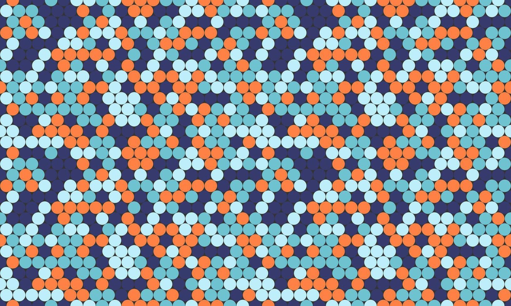 Abstract geometric pattern with teal, orange, and navy circles. Ideal for backgrounds, textiles, and website design. vector