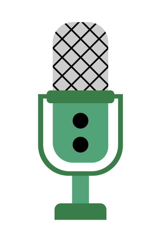 Microphone flat illustration. Microphone icon for audio recording, podcast. vector