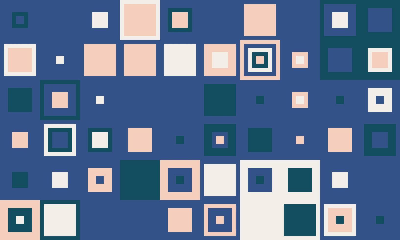 Abstract geometric pattern featuring a vibrant array of squares in varying sizes and pastel colors against a deep blue backdrop. vector