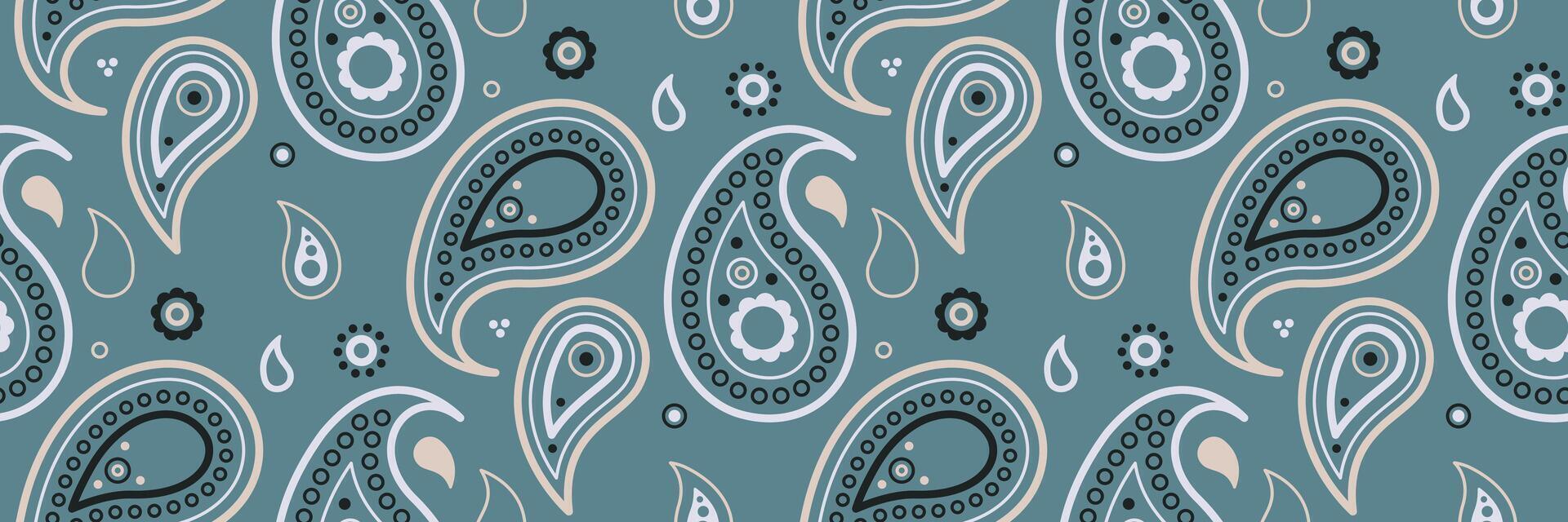 A blue and white paisley pattern on a blue background vector