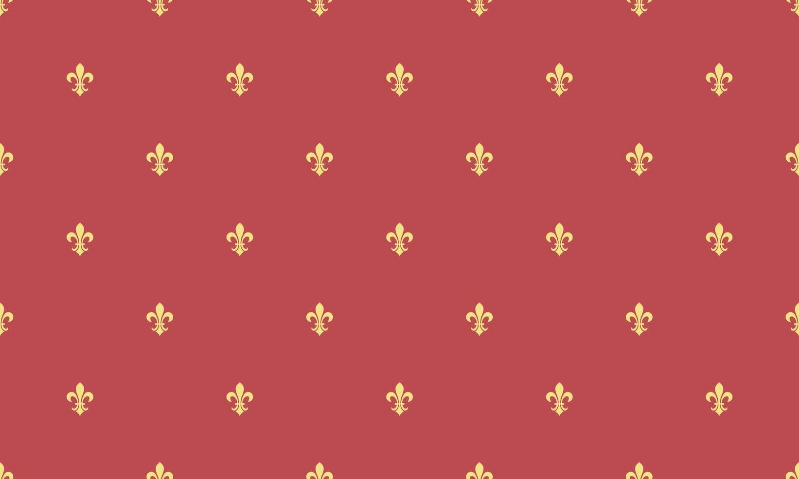 A red and gold wallpaper with a pattern of small gold fleur de lis vector