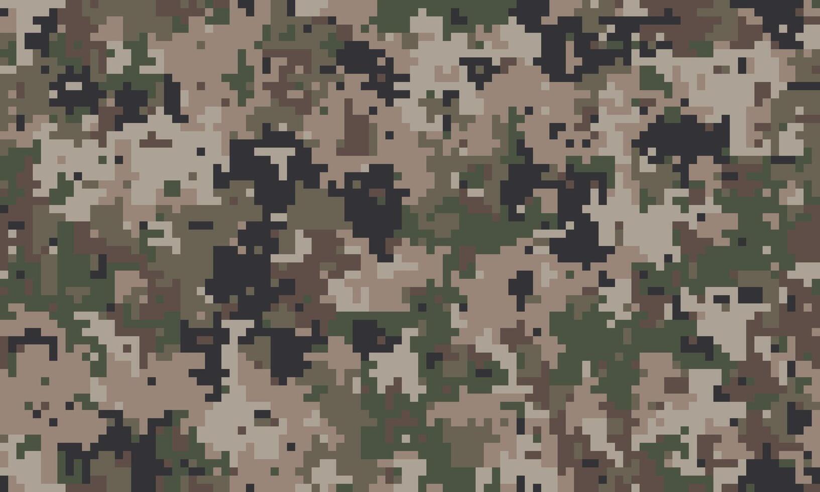 Abstract digital camouflage pattern. Earthy tones blend seamlessly for a textured, versatile background ideal for military, hunting, or fashion designs. vector