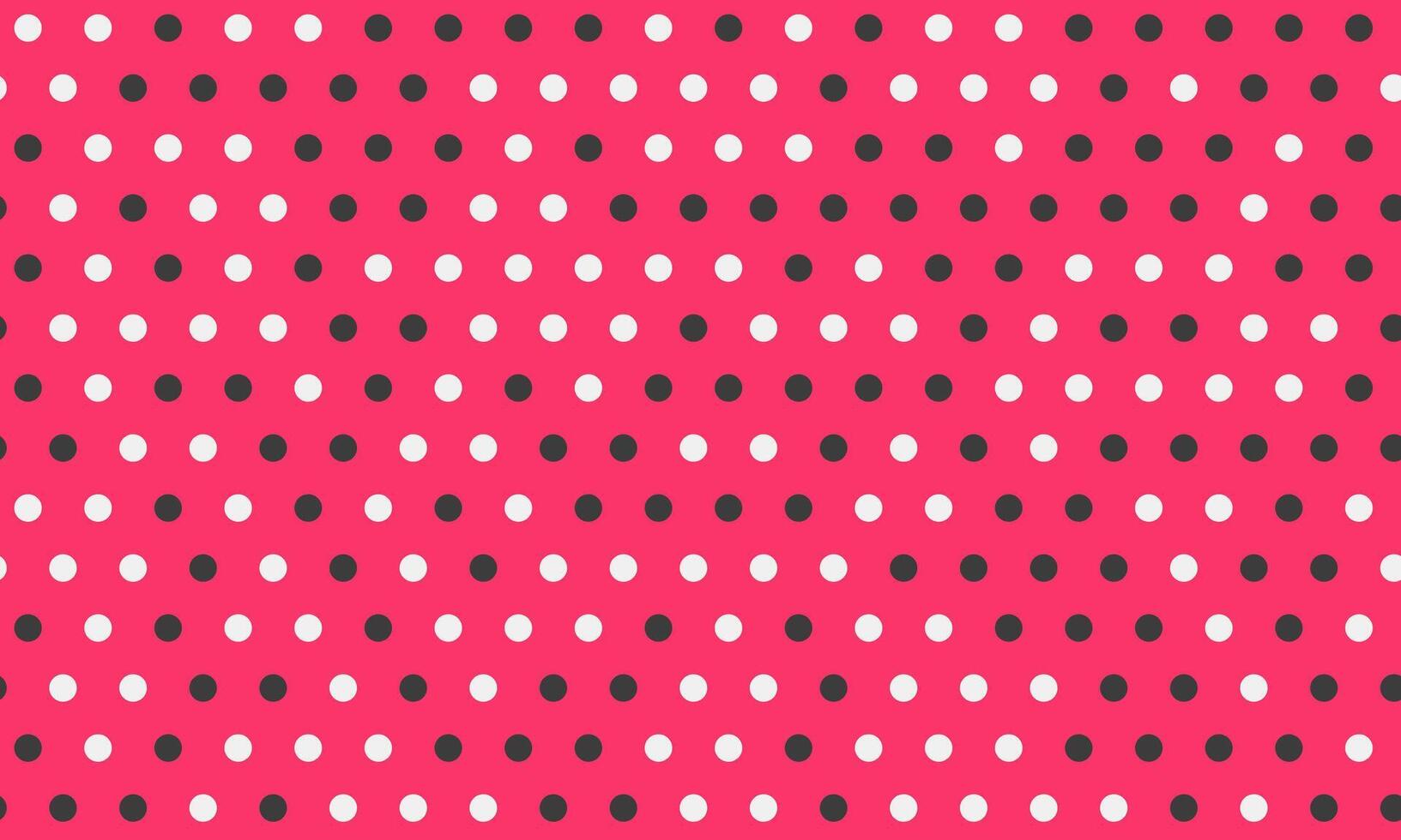 Vibrant pink background adorned with a repeating pattern of contrasting black and white polka dots. vector