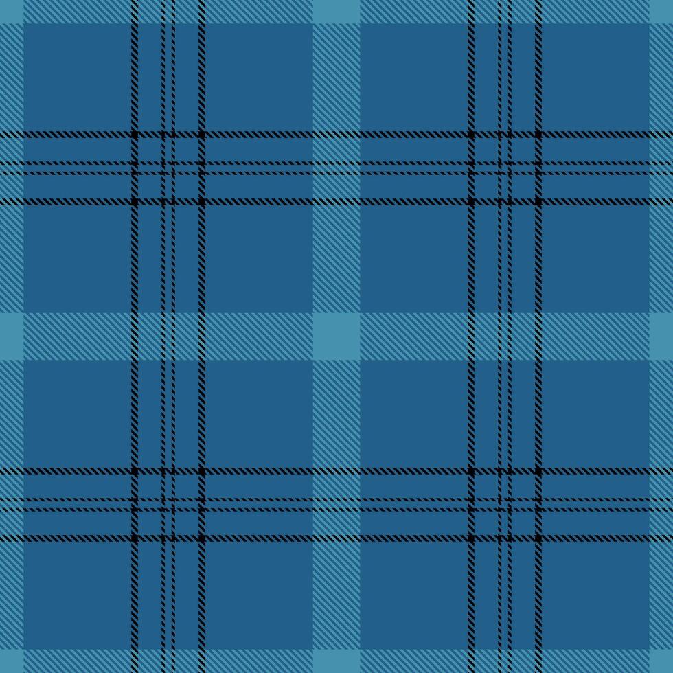 Classic blue and black plaid pattern. Seamless textile design ideal for fashion, home decor, or website backgrounds. vector