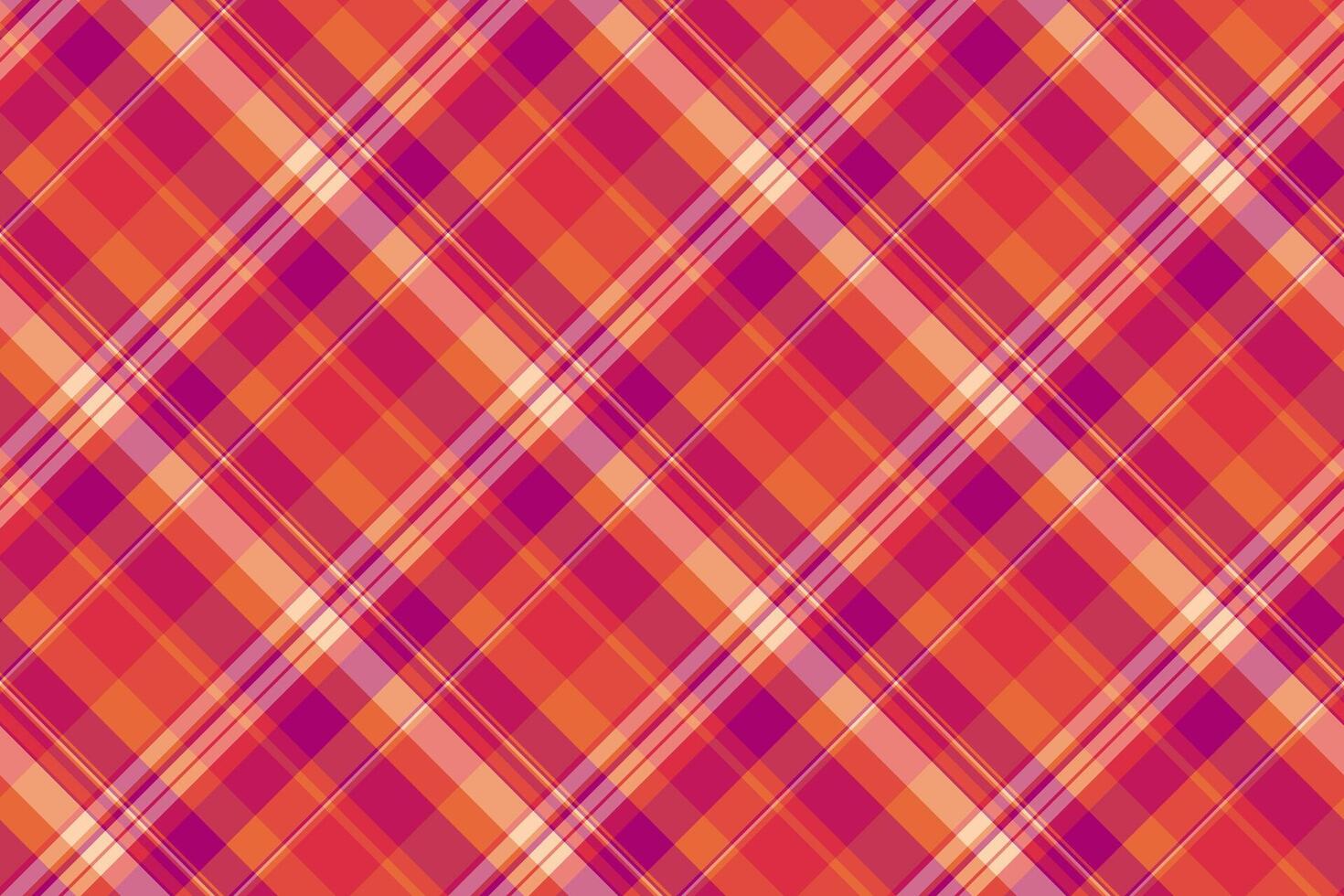 Repetition seamless fabric check, fiber plaid tartan. Carpet textile background texture pattern in red and pink colors. vector
