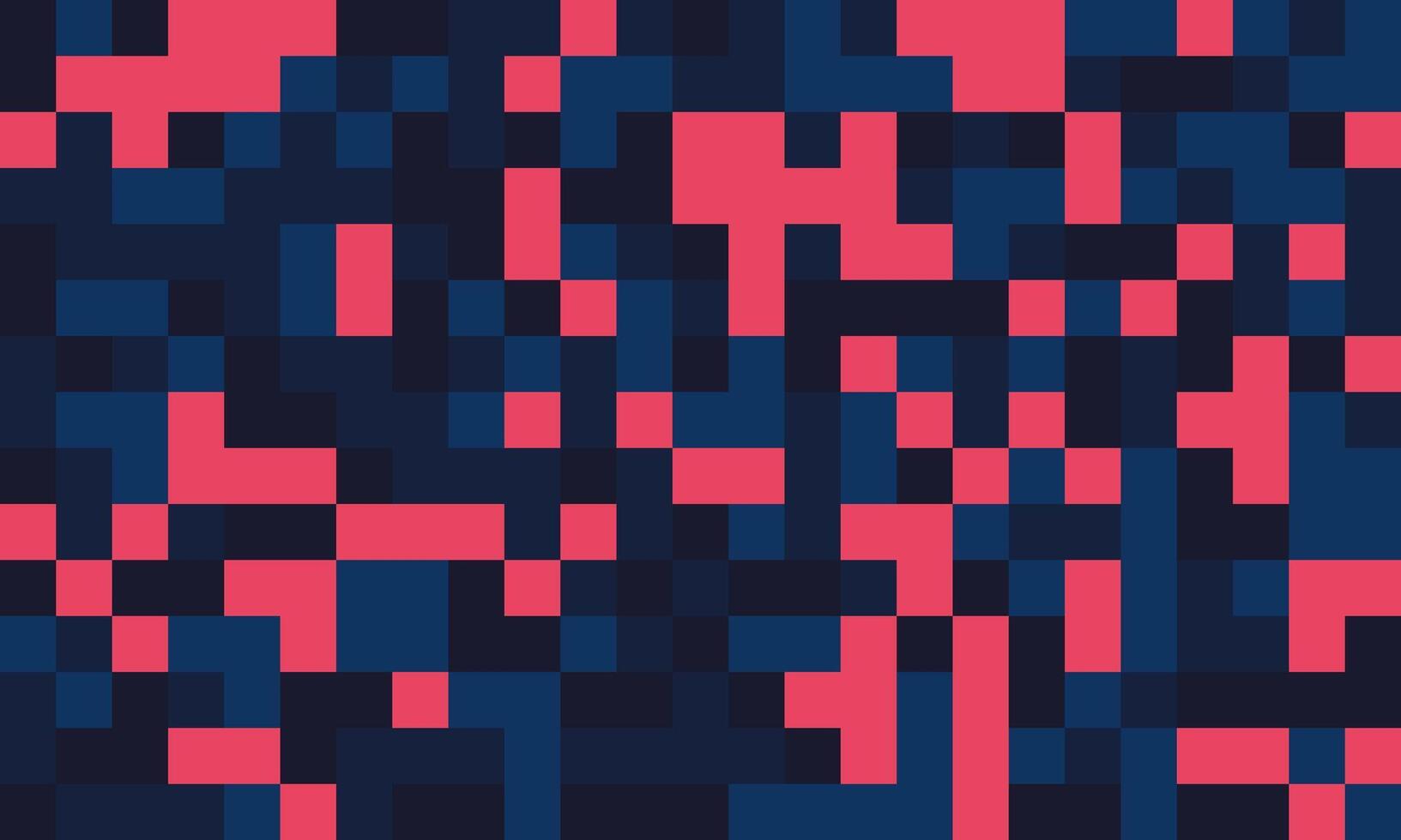 Abstract pixel art background. Dynamic interplay of pink and dark blue squares creates a vibrant, modern design. vector