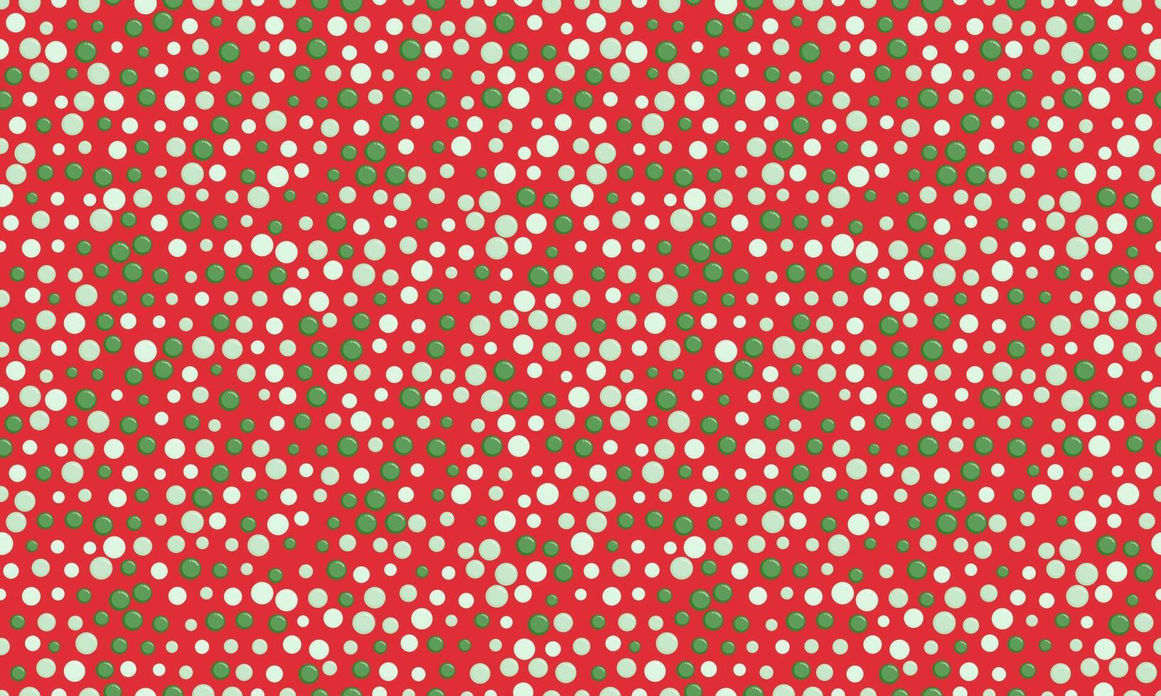 Festive red background adorned with a repeating pattern of offwhite and green circles, creating a cheerful and subtly textured design. vector