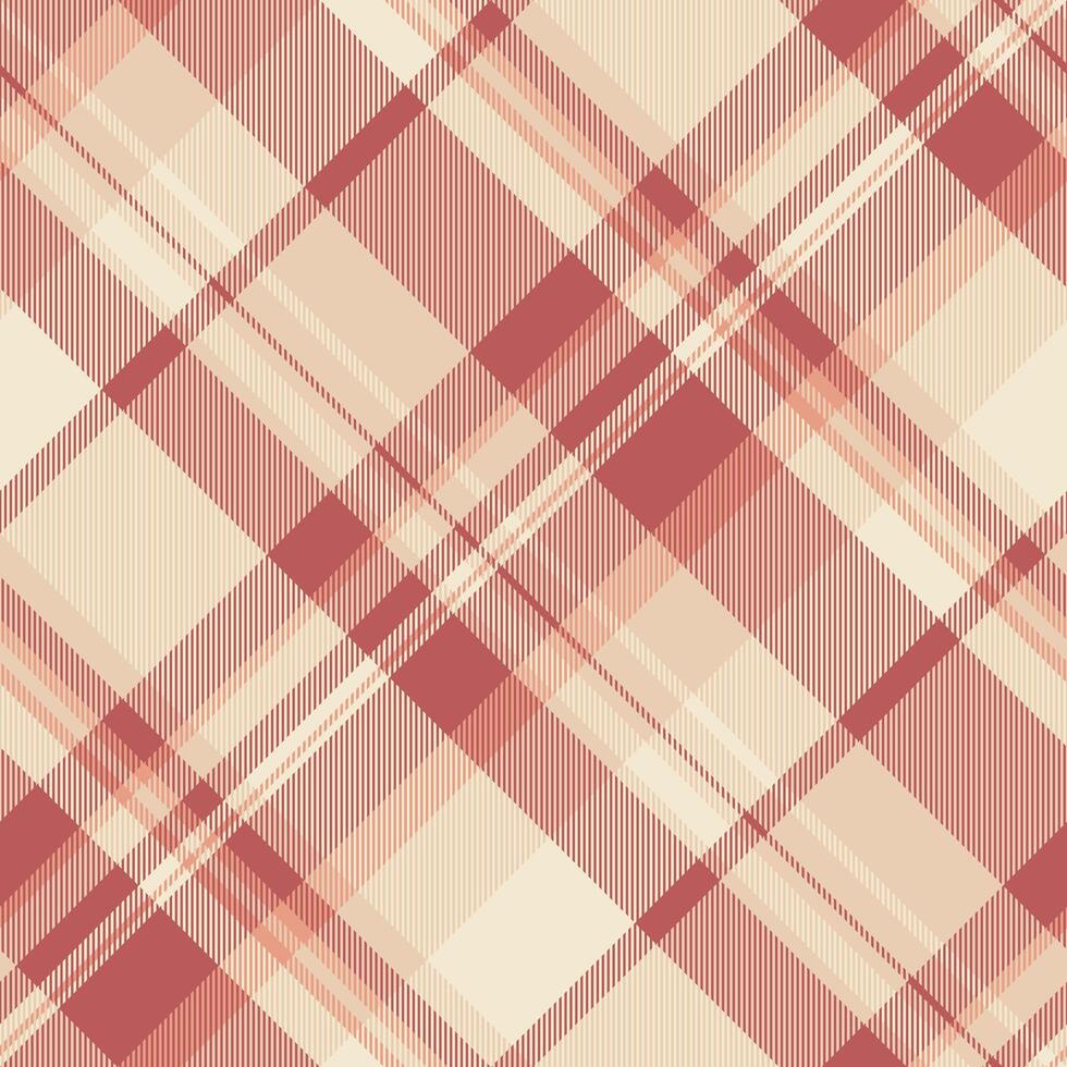 70s tartan seamless texture, luxury background check pattern. Crease plaid fabric textile in light and red colors. vector