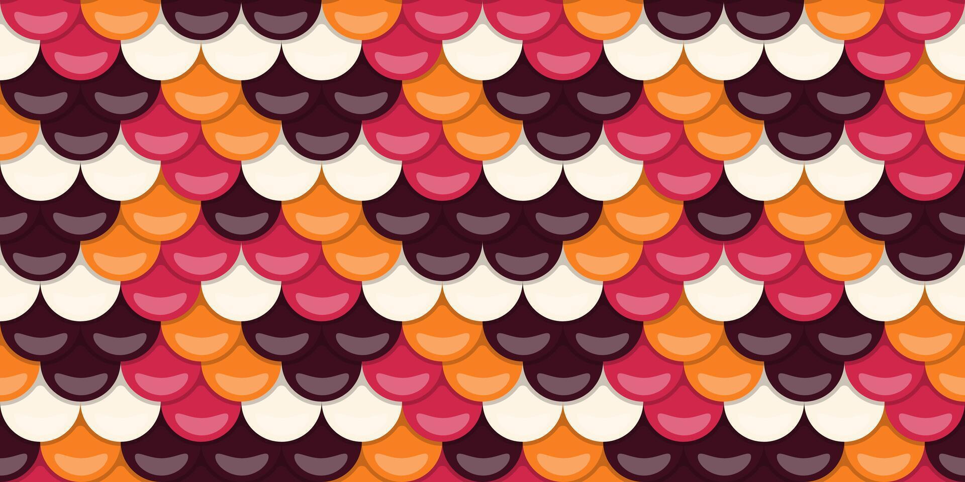 Vibrant, seamless fish scale pattern in autumnal hues. Perfect for textile design, website backgrounds, or playful branding. vector