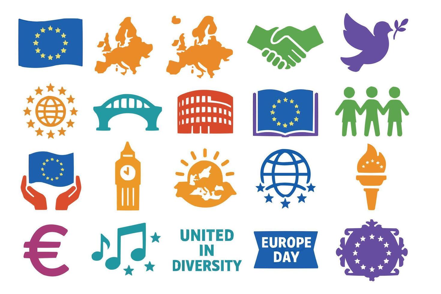 Europe Day Celebration Unity in Diversity EU Cultural Heritage vector