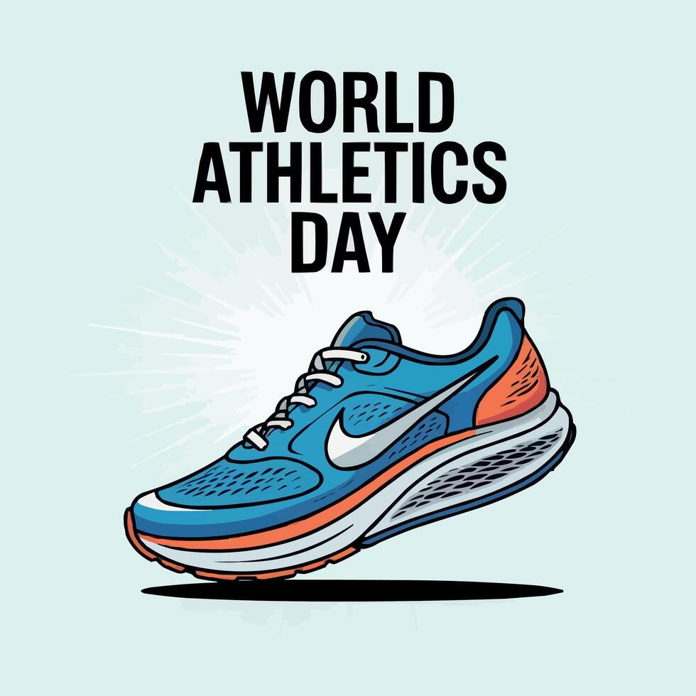 world athletics day running shoes concept illustration vector