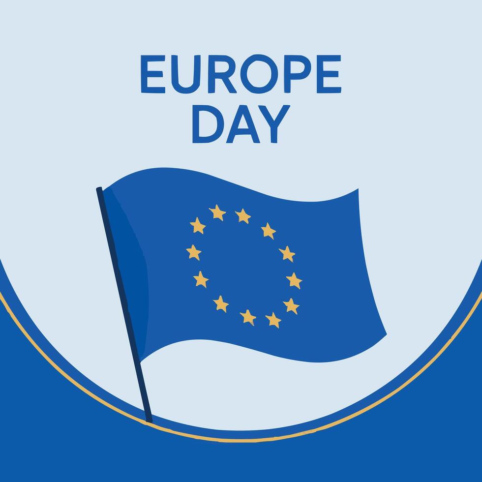 europe day flag 2D concept illustration vector