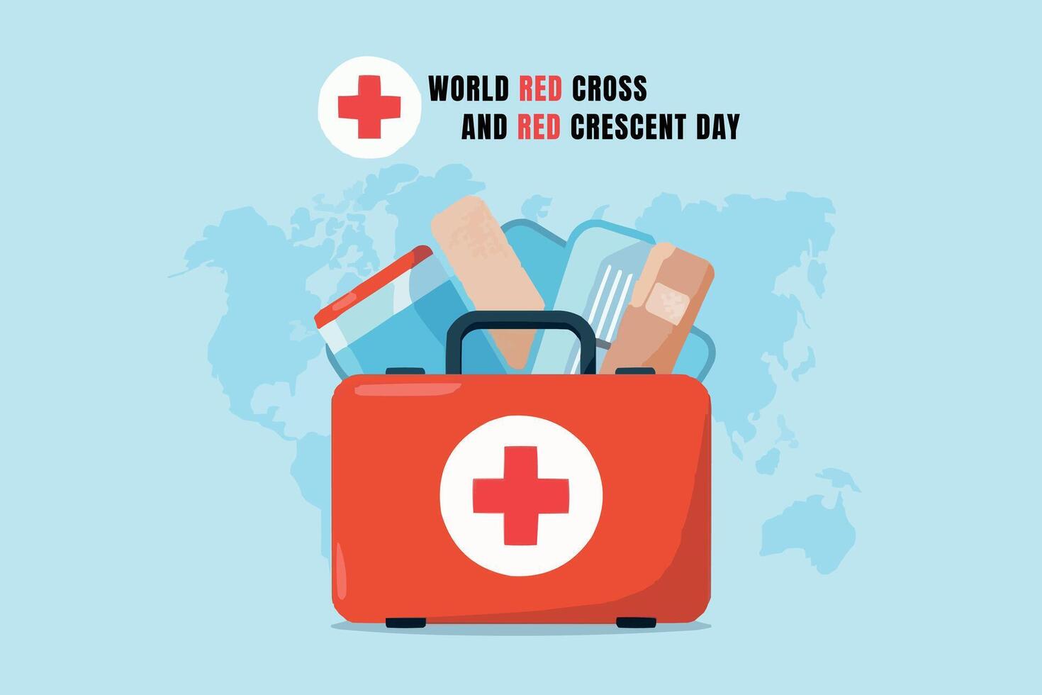 World Red Cross and Red Crescent Day First Aid Awareness concept illustration vector