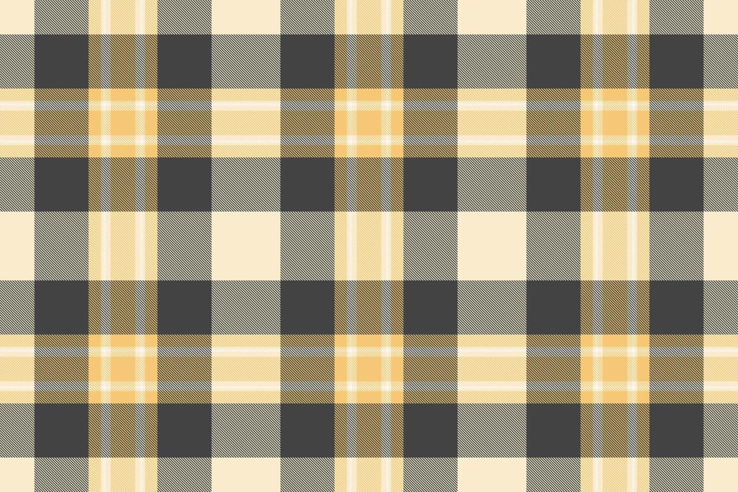 Stylish check tartan background, invite texture fabric seamless. Folk plaid pattern textile in grey and blanched almond colors. vector