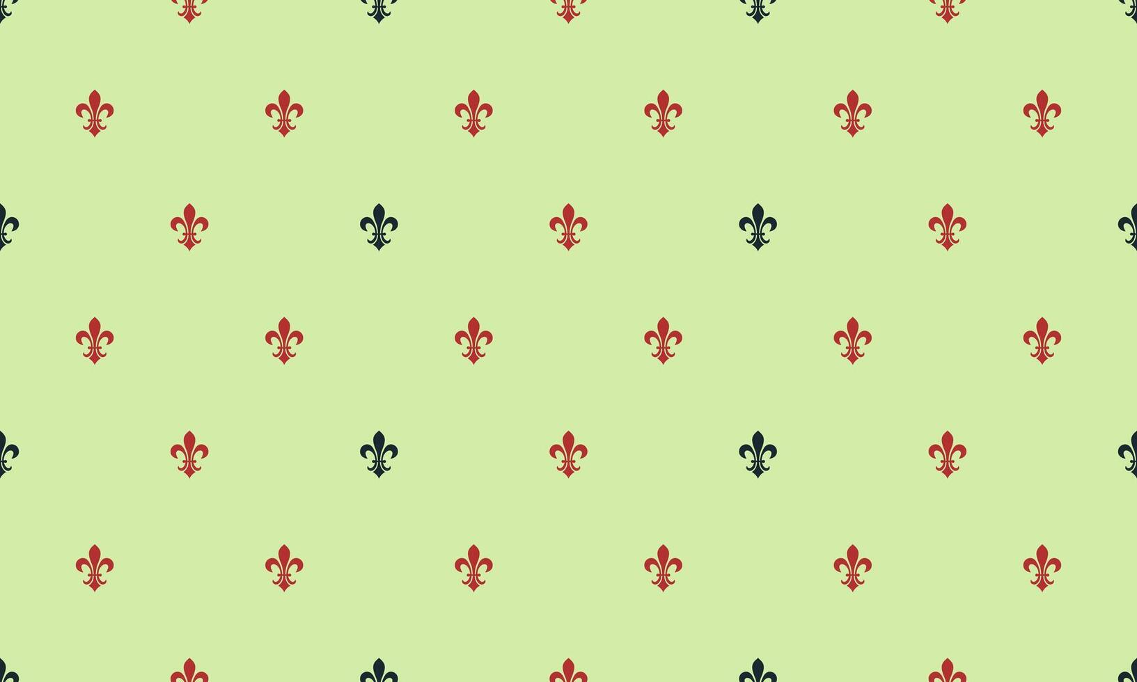 A green and red pattern with fleur de lis vector