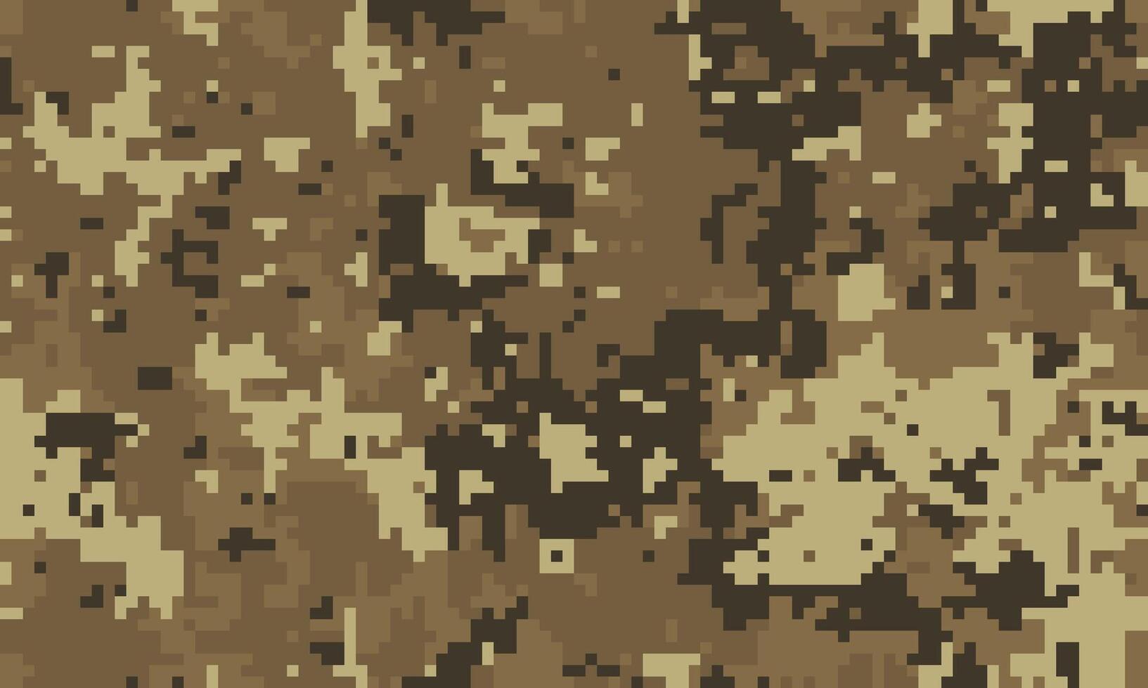 Abstract digital camouflage pattern. Earthy tones blend seamlessly for a versatile background ideal for military, hunting, or gaming themes. Use as a texture, website banner, or print design. vector