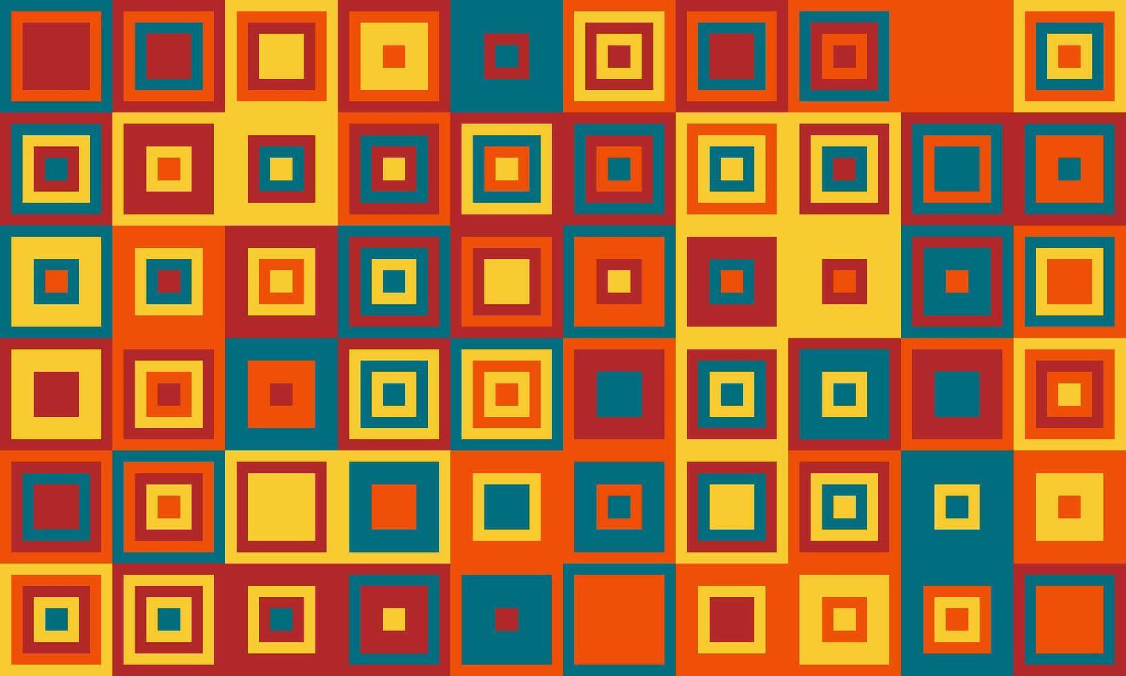Vibrant geometric pattern of colorful squares. A retrostyle design ideal for backgrounds, textiles, or website design. vector
