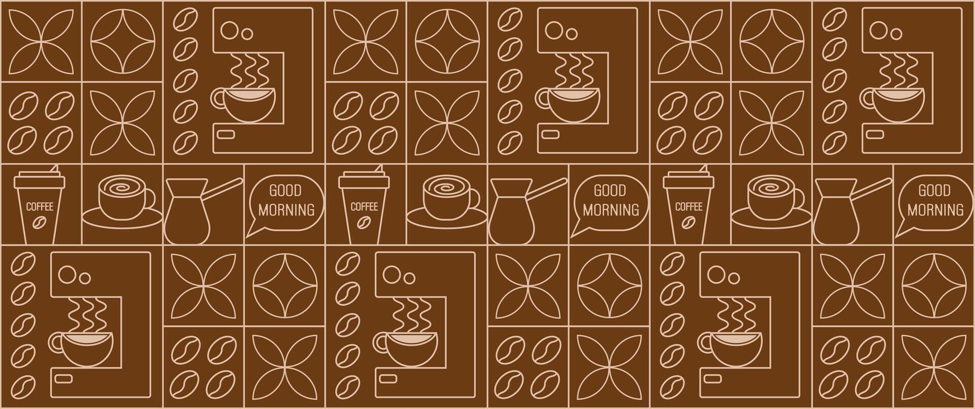 Coffee geometric pattern of lines. Abstract seamless background for coffee shop. vector