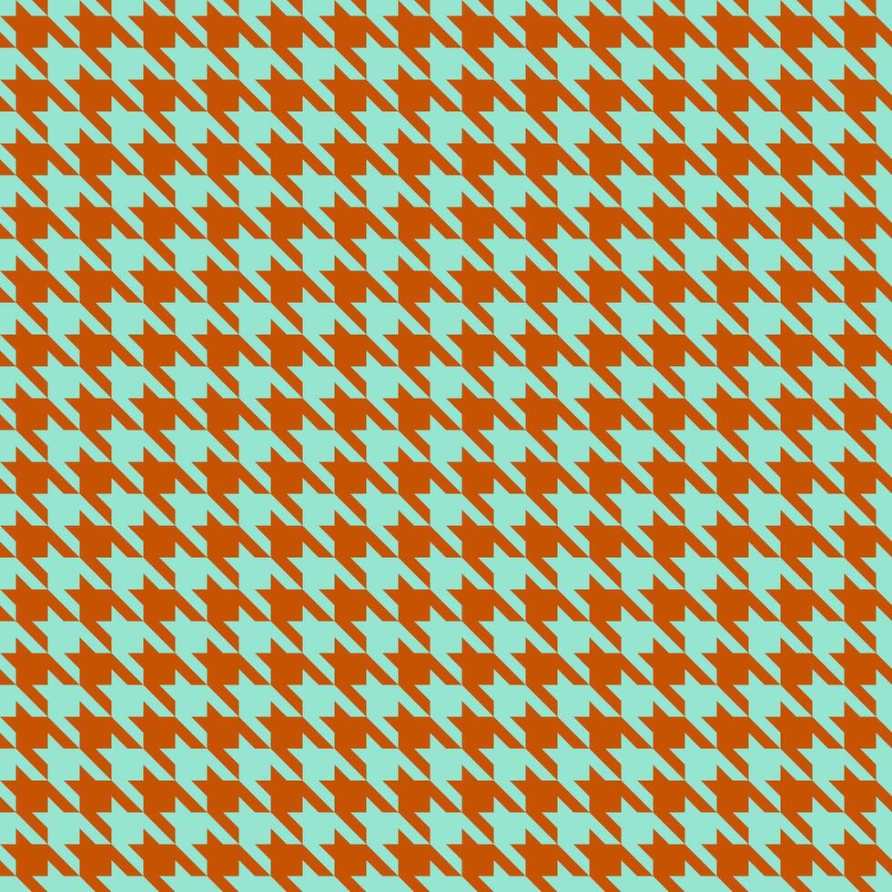 Vibrant orange and teal houndstooth pattern. Perfect for textile design, fashion, website backgrounds, or any project needing a bold, geometric texture. vector