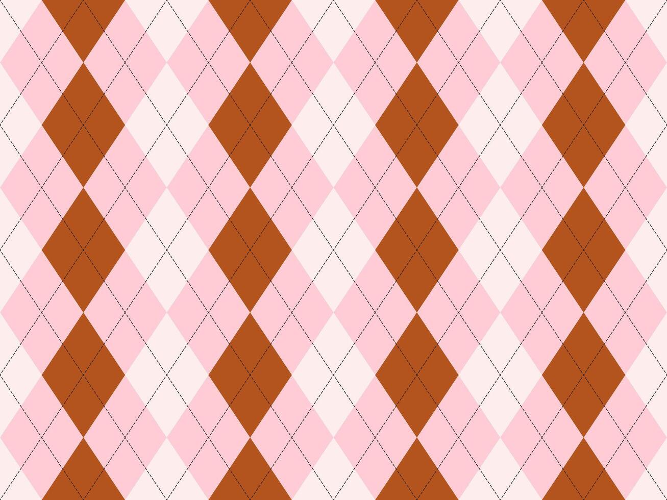 Elegant pink and brown argyle diamond pattern. Perfect for textile design, fashion, websites, or adding a touch of sophisticated texture to your projects. vector