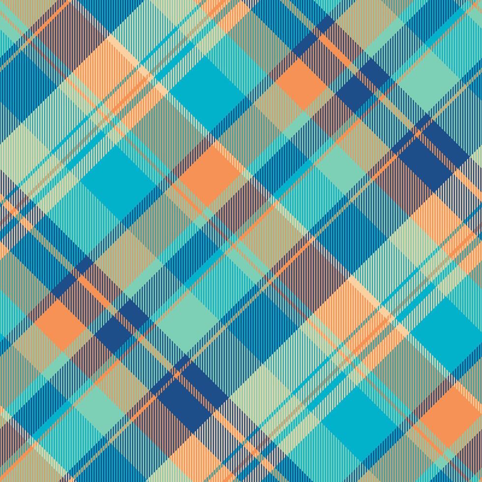 Book seamless pattern texture, down fabric textile . Professional tartan background check plaid in orange and cyan colors. vector