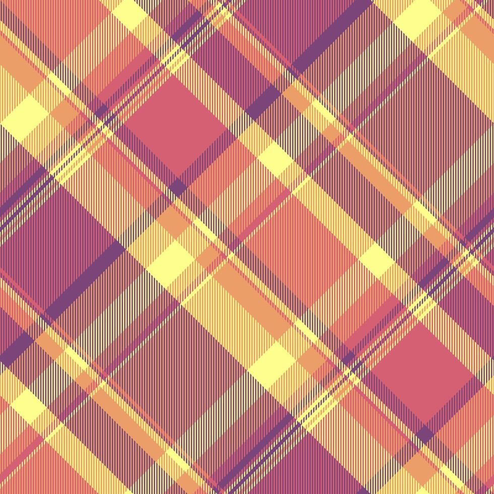 Creation pattern check, folklore background fabric texture. Place tartan plaid textile seamless in orange and magenta colors. vector