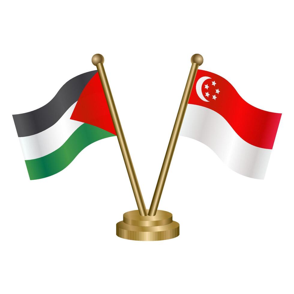 Palestine and Singapore table flags. vector