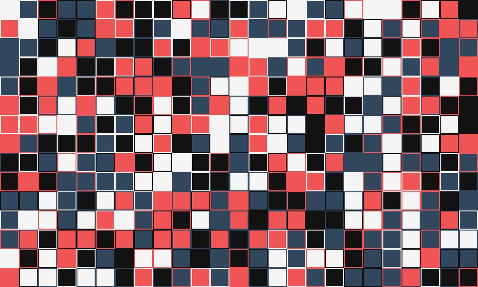 Abstract geometric mosaic pattern in vibrant red, black, white, and blue hues. Perfect for backgrounds, website design, or textile prints. vector