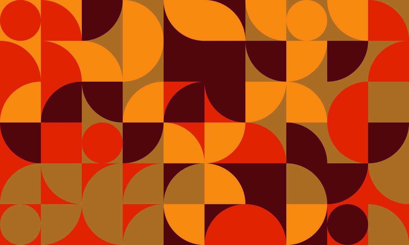 A retro pattern with orange, brown and red shapes vector
