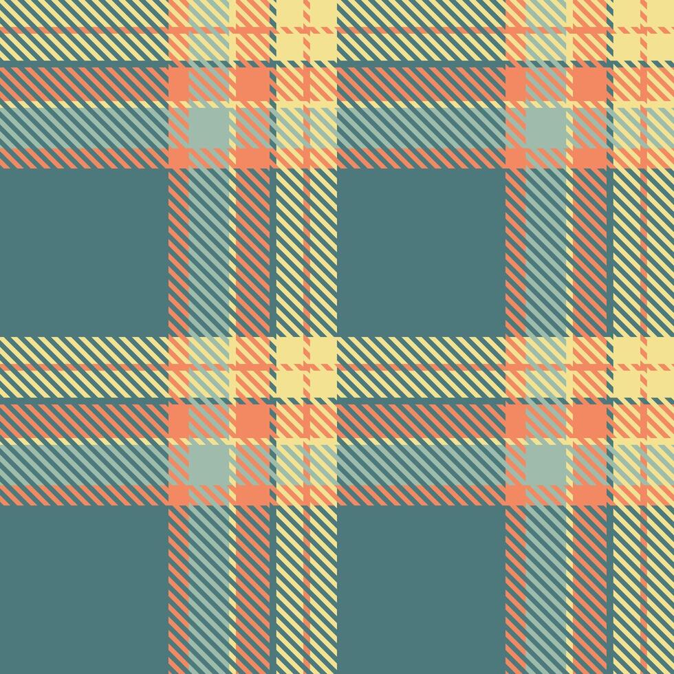 Ethnic seamless pattern fabric, stitched tartan background plaid. String check textile texture in cyan and khaki colors. vector