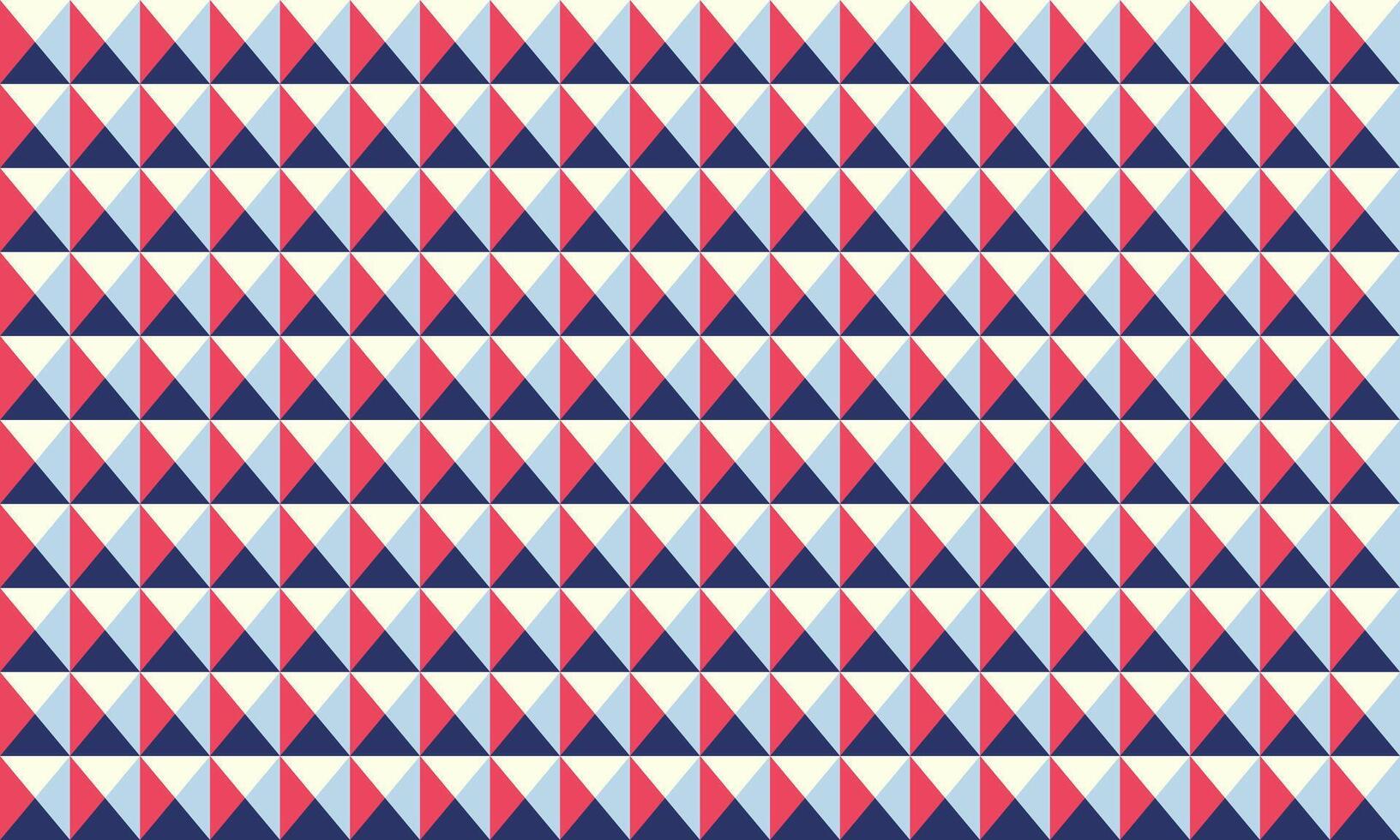 Abstract geometric pattern of red, blue, and white triangles. Ideal for backgrounds, website design, textile prints, and modern branding. vector