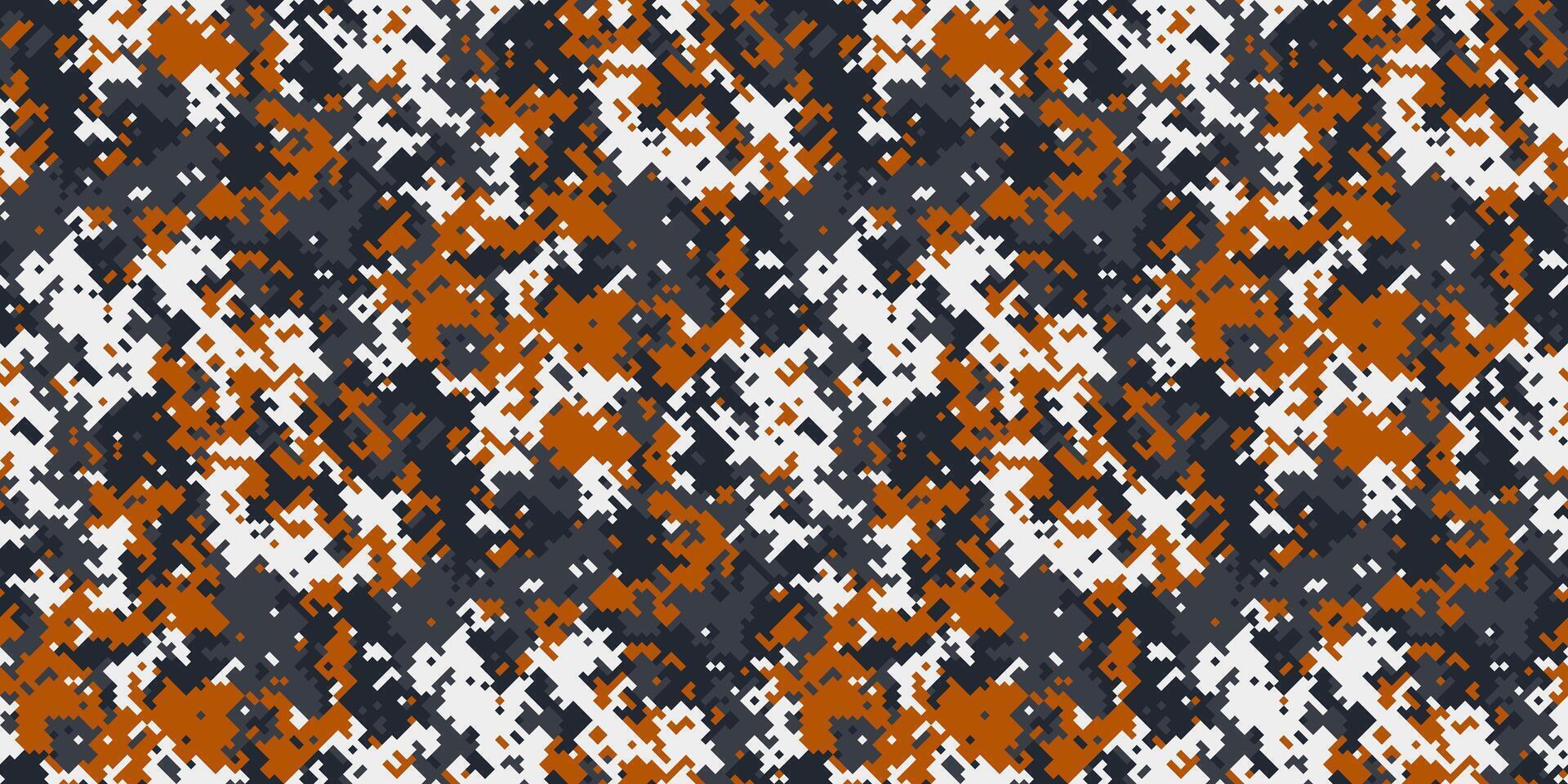 Abstract digital camouflage pattern in orange, gray, and white. Perfect for backgrounds, textiles, or militarythemed designs. vector