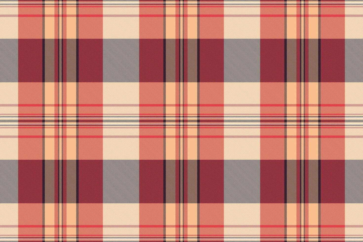 Elegant peach and burgundy plaid pattern. Perfect for textile design, website backgrounds, or fashion projects. This seamless texture evokes a feeling of warmth and sophistication. vector