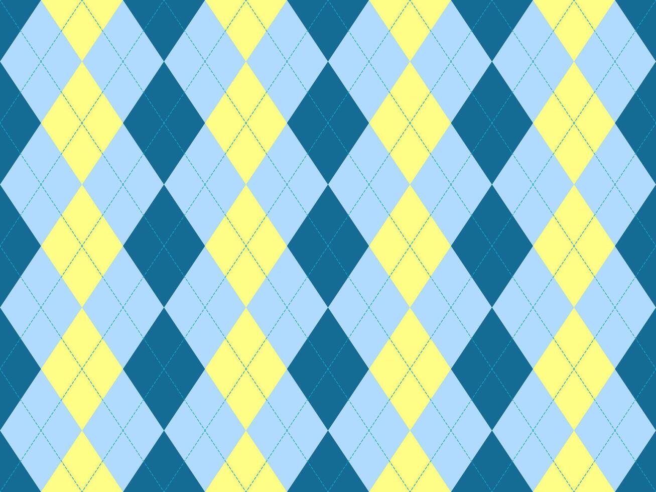 Vibrant argyle pattern in pastel blue, yellow, and teal. Perfect for backgrounds, textiles, or playful designs. This cheerful geometric print evokes feelings of optimism and style. vector