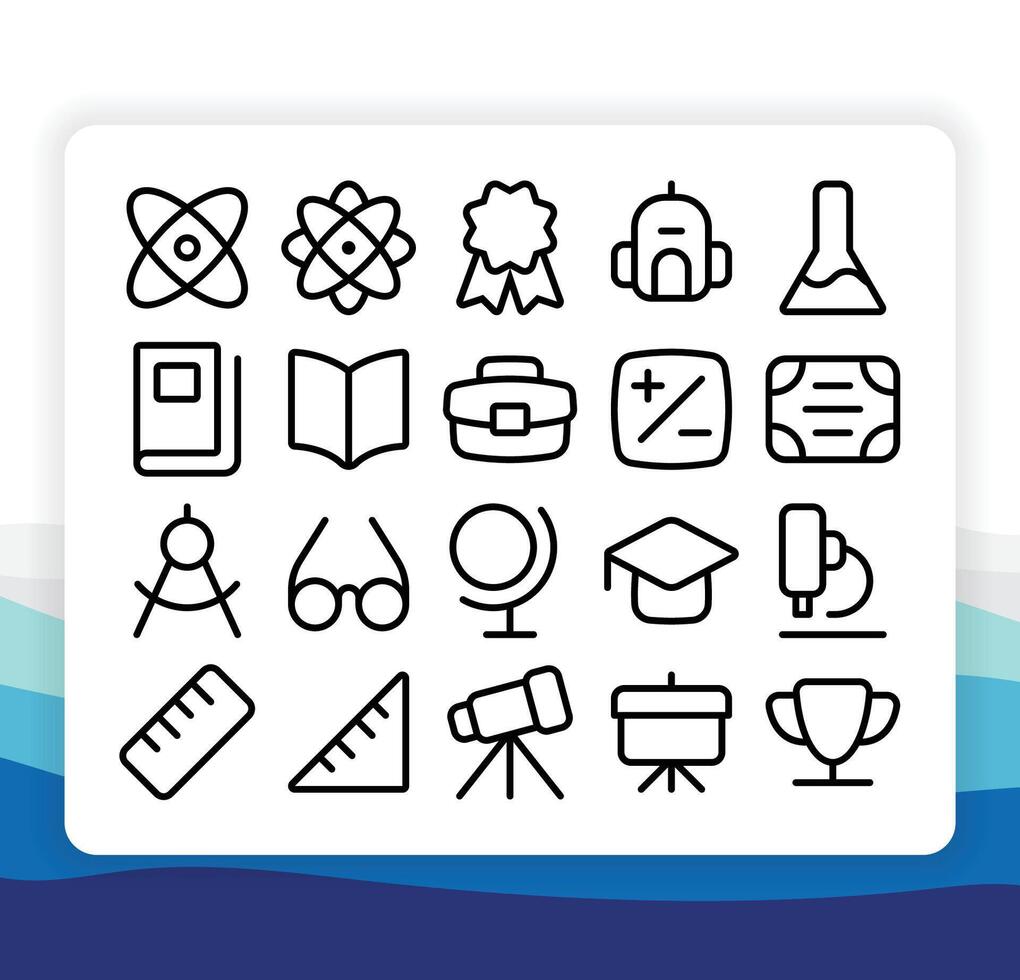 Outline Thin Line Education Icon Collection Pack for UI or User Interface vector