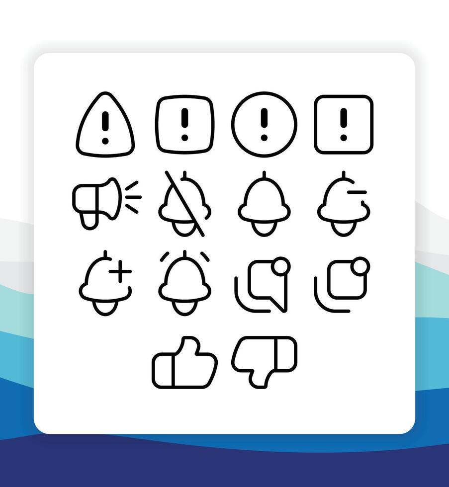 Outline Thin Line Alerts and Feedback Icon Collection Pack for UI or User Interface vector