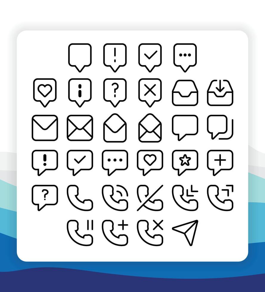 Outline Thin Line Communication Icon Collection Pack for UI or User Interface vector