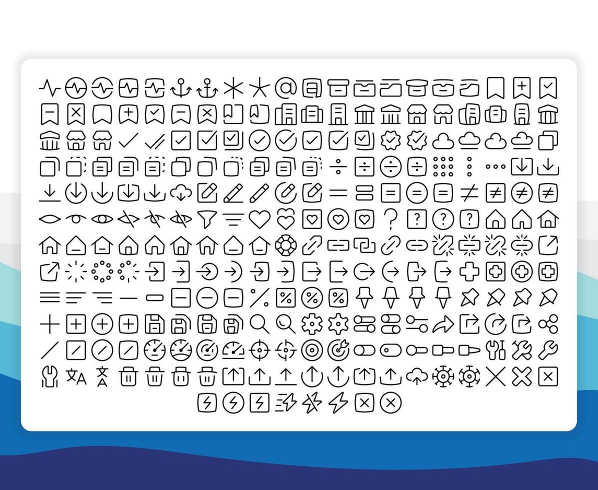 Outline Thin Line Essentials All In One Icon Collection Pack for UI or User Interface vector