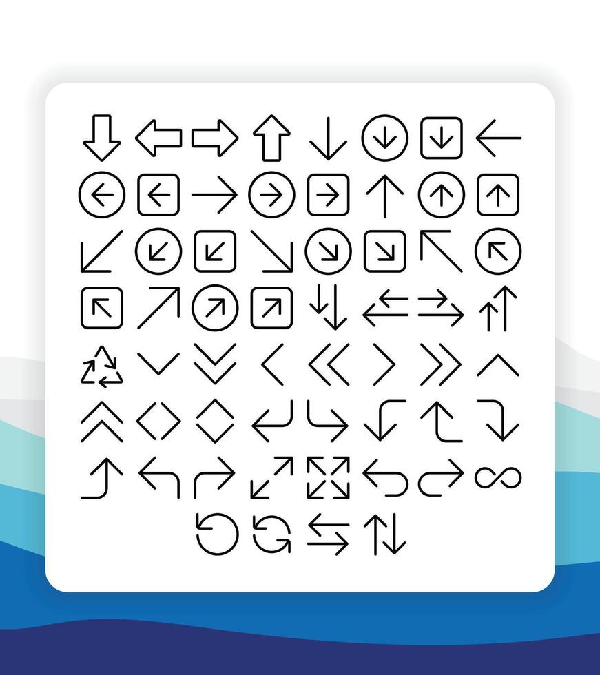 Outline Thin Line Arrows Icon Collection Pack for UI or User Interface vector