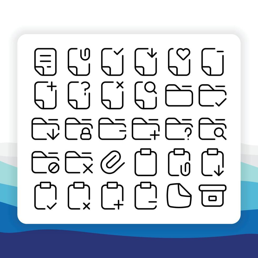 Outline Thin Line Files Icon Collection Pack for UI or User Interface vector