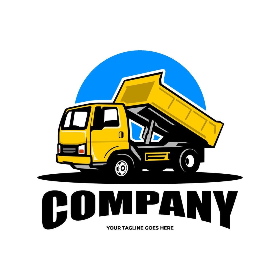dump truck company logo for construction and transport business vector