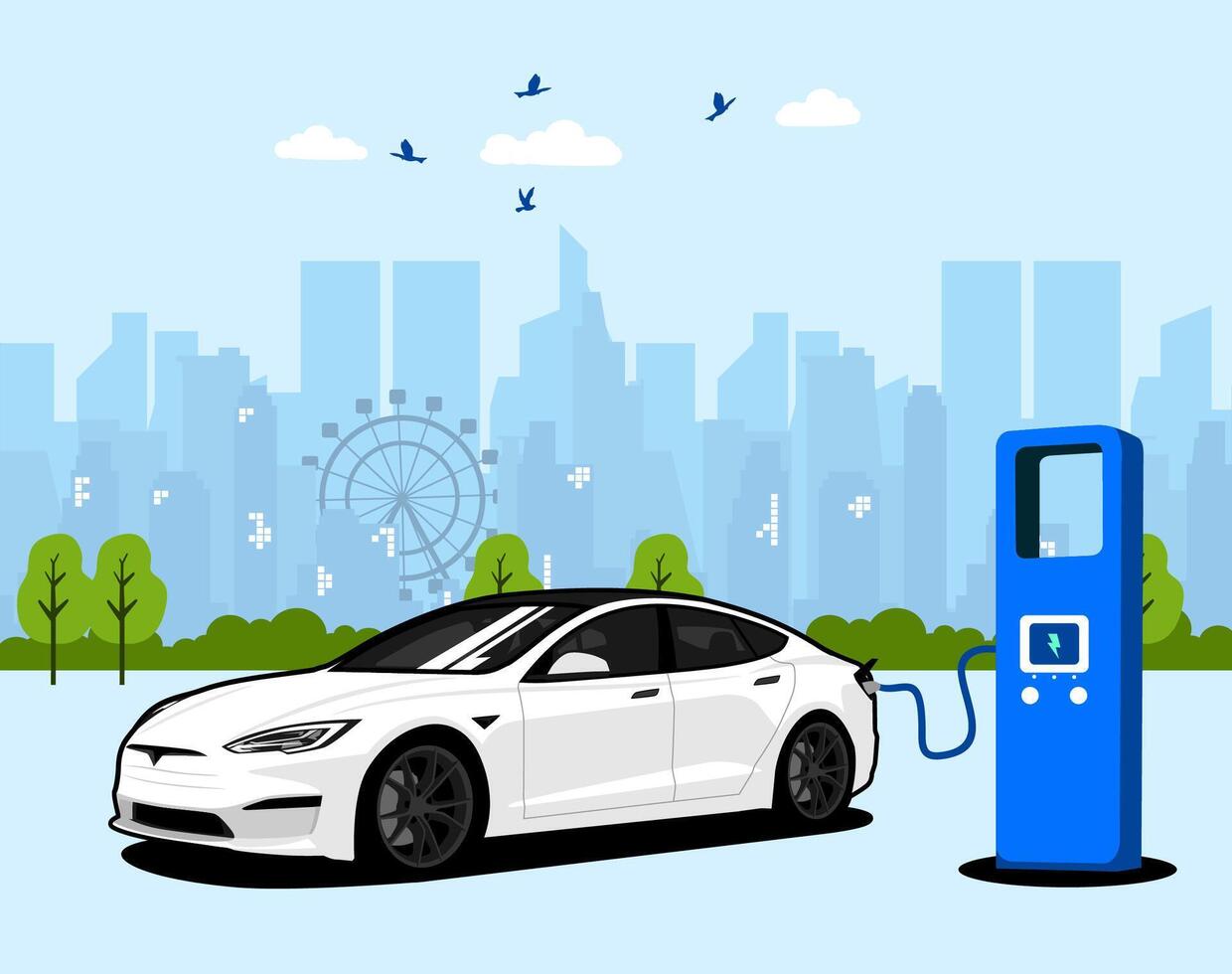 electric car charging ... vector