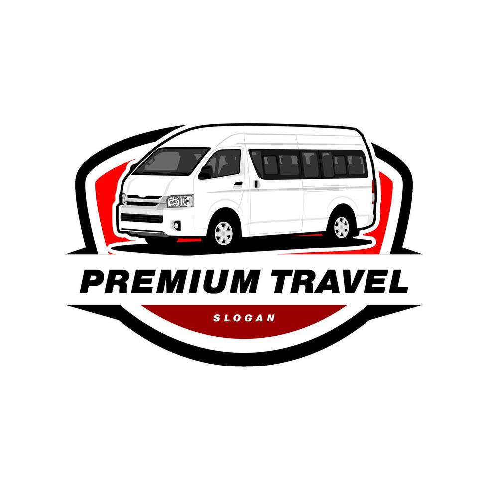 premium travel van minivan logo design vector