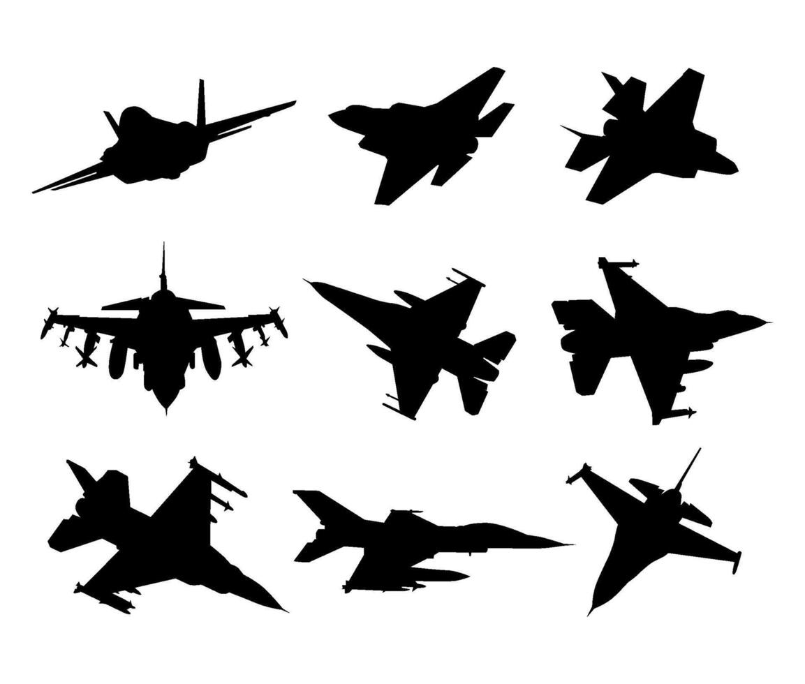 fighter jet silhouettes set collection vector